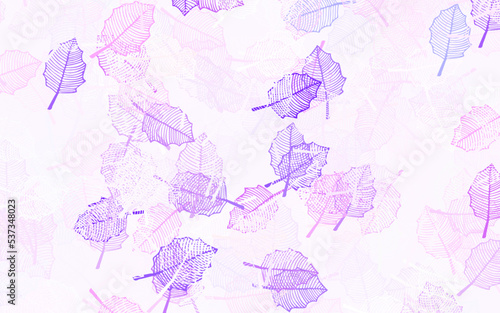 Light Purple vector doodle texture with leaves.