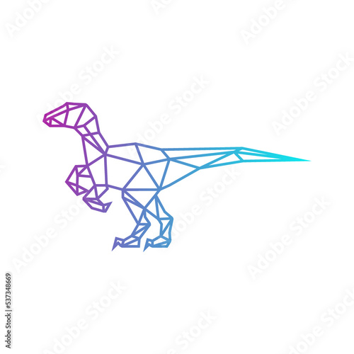 Geometric polygonal velociraptor logo design vector