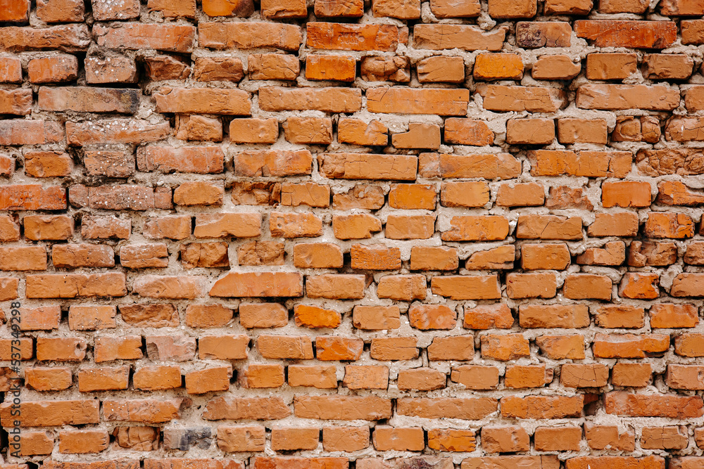 Fototapeta premium red brick wall, red brick background, old red brick