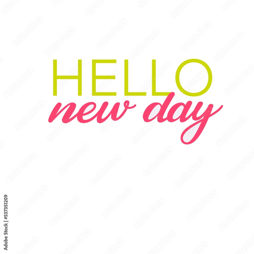 hello new day lettering greeting postcard