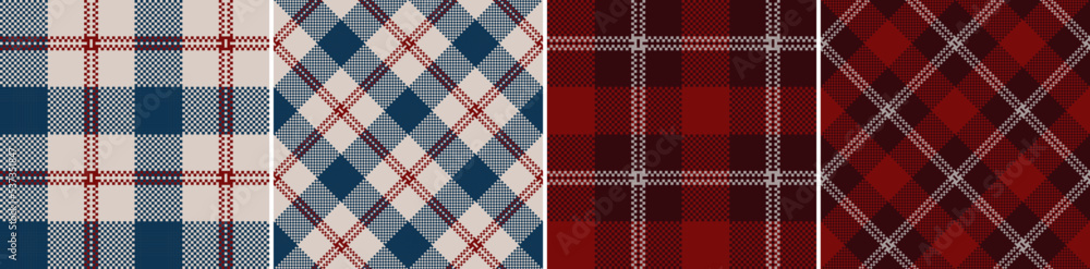 Check set seamless plaid pattern pixel.