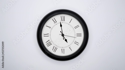 Wallpaper Mural The Time On The Clock Five. Red Clock With White Background And The White Arrows. Timelapse. 4k, ProRes Torontodigital.ca