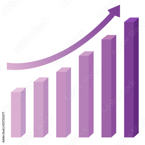 Growing columns and an arrow going up. The concept of ranking, development, achievement, movement towards the intended goal. Motivation poster. Vector illustration isolated on white background.