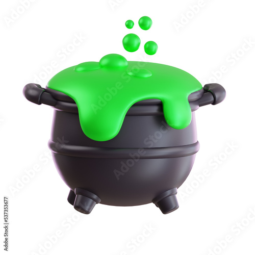 3d illustration of halloween cauldron witch