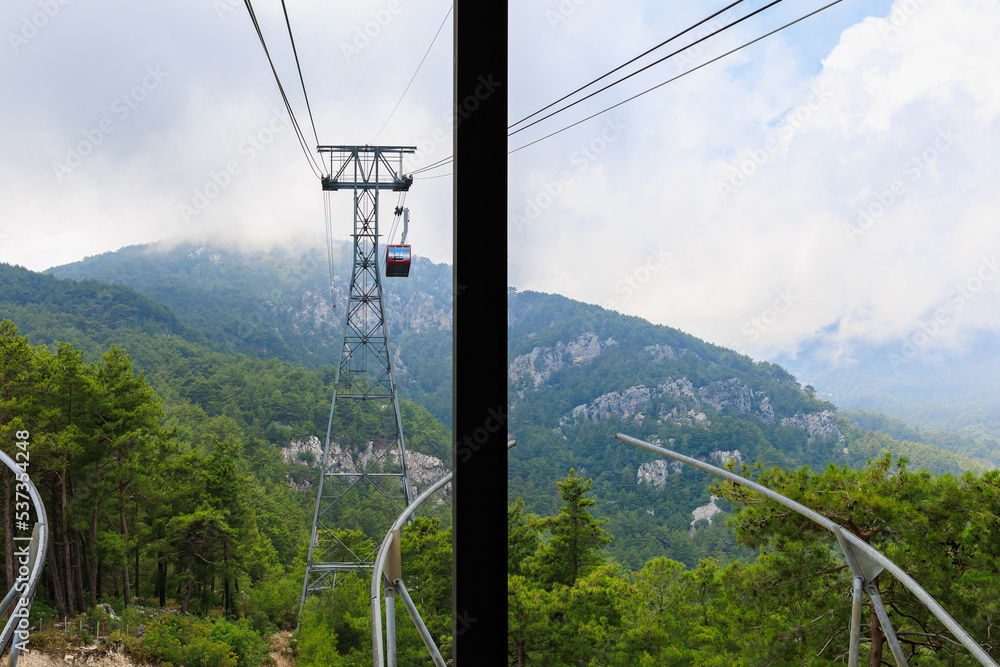 Cabin of the cable car lift to Mount