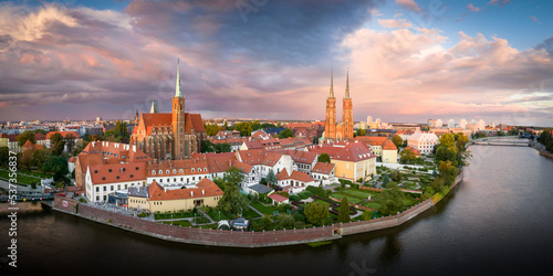 Wroclaw aerial drone panoramic cityscape.