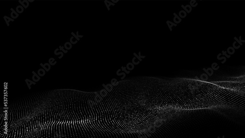 Futuristic moving wave. Digital background with moving glowing particles. Big data visualization. Vector illustration.