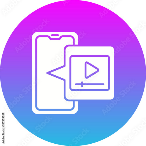Video Player Gradient Circle Glyph Inverted Icon
