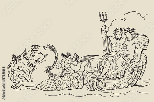 Vector image - Greek mythology god Poseidon