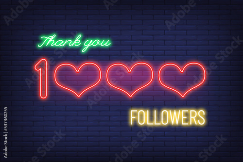 Thank you for followers, people, online social group 1k, celebrate banner, vector illustration