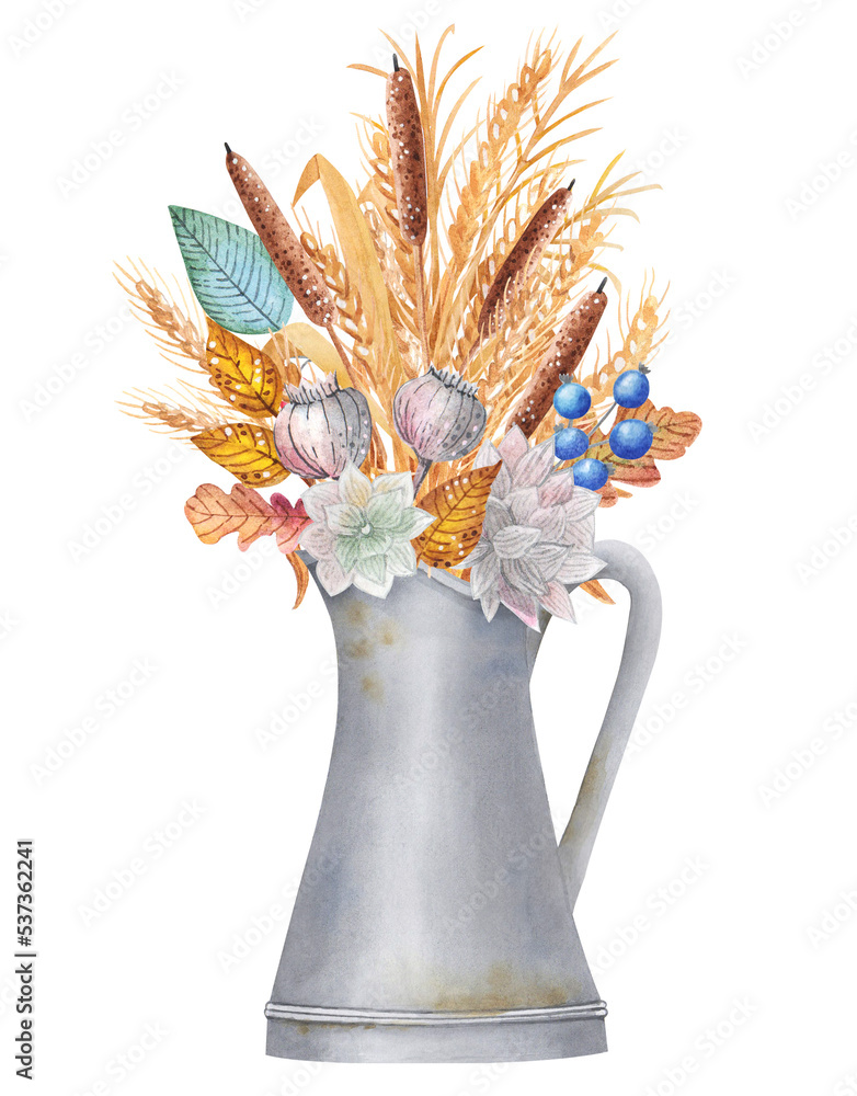 Autumn bouquet in a jug