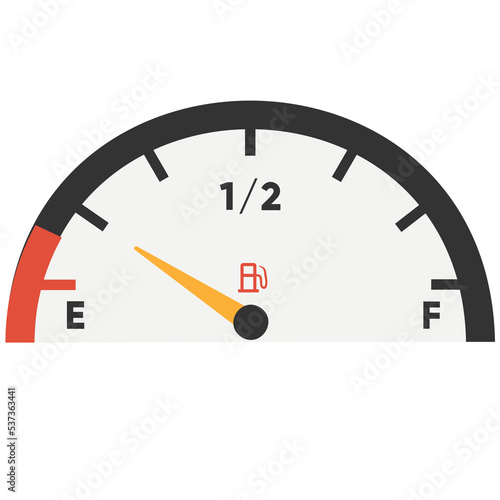 Fuel indicator. Empty gas tank.