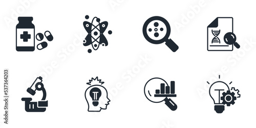 science icons set . science pack symbol vector elements for infographic web