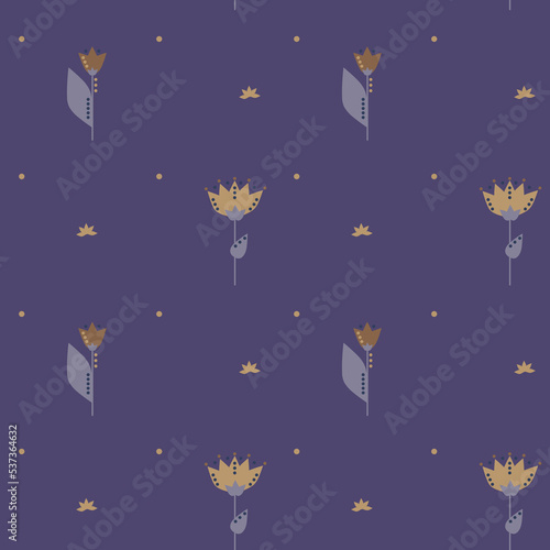 Autumn floral seamless pattern. Simple shapes. Nature motif. © Anastasiya