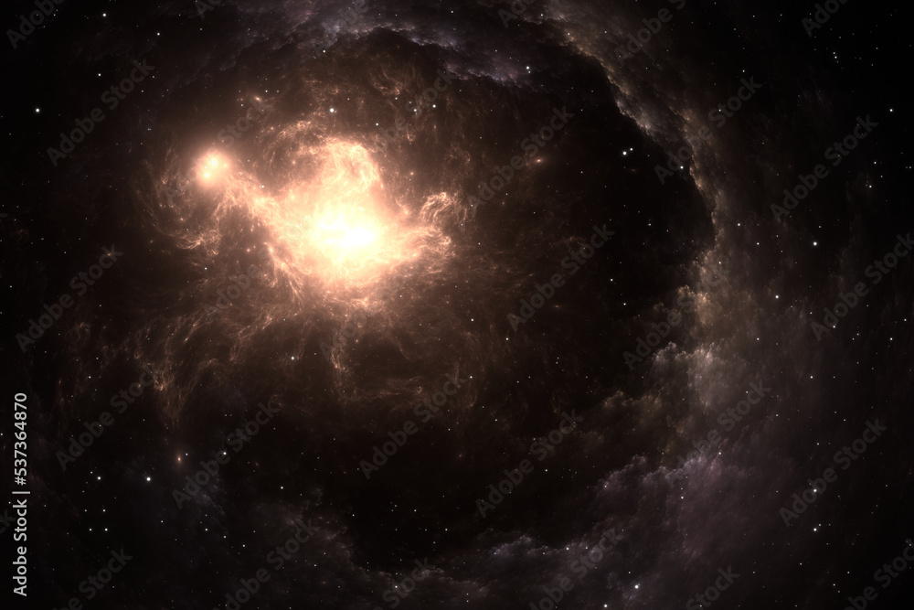 Space science. A cradle of stars, giant interstellar cloud with stars.