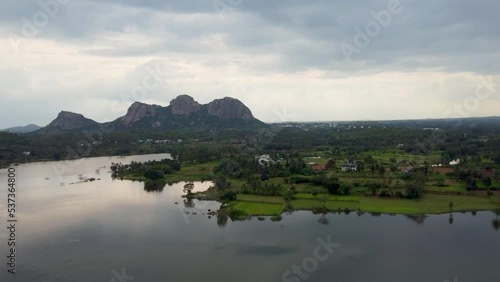 Cinematic 4K view of the Village Shoolagiri. Tamil Nadu, Krishnagiri, India photo