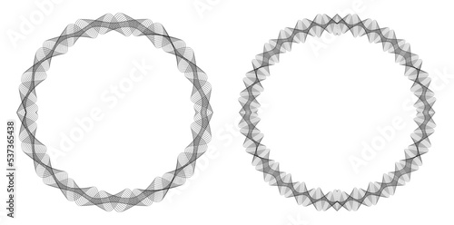 Design elements guilloche. Black color. Linear background. polygonal lines. Protective layer for the template of banknotes, diplomas and certificates. Vector illustration EPS 10