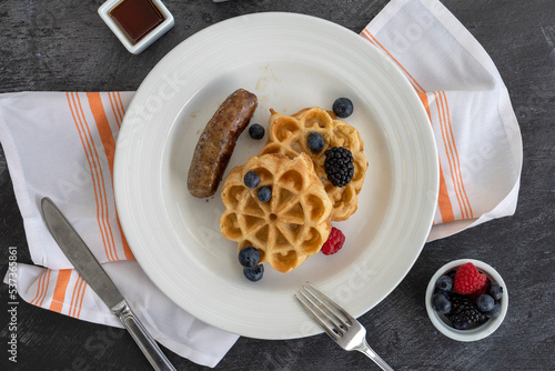 Waffles with Berries and Sa...