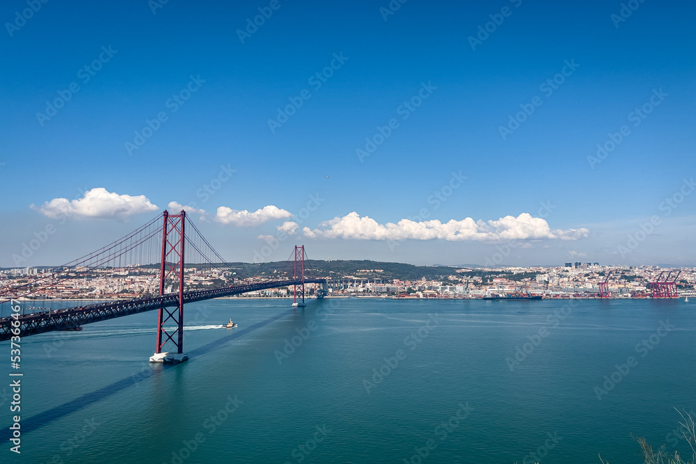 Panoramic view over the 25th april bridge in Lisbon Panoramic view over the 25th april bridge in Lisbon