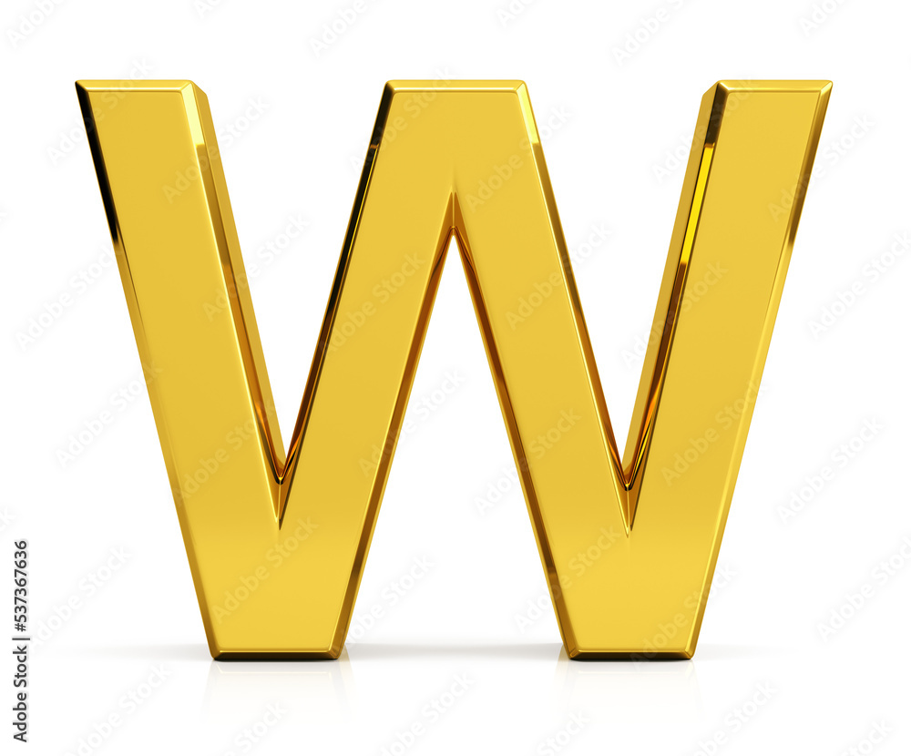 Letter W. Front view. 3d render Letter W. Front view. 3d render