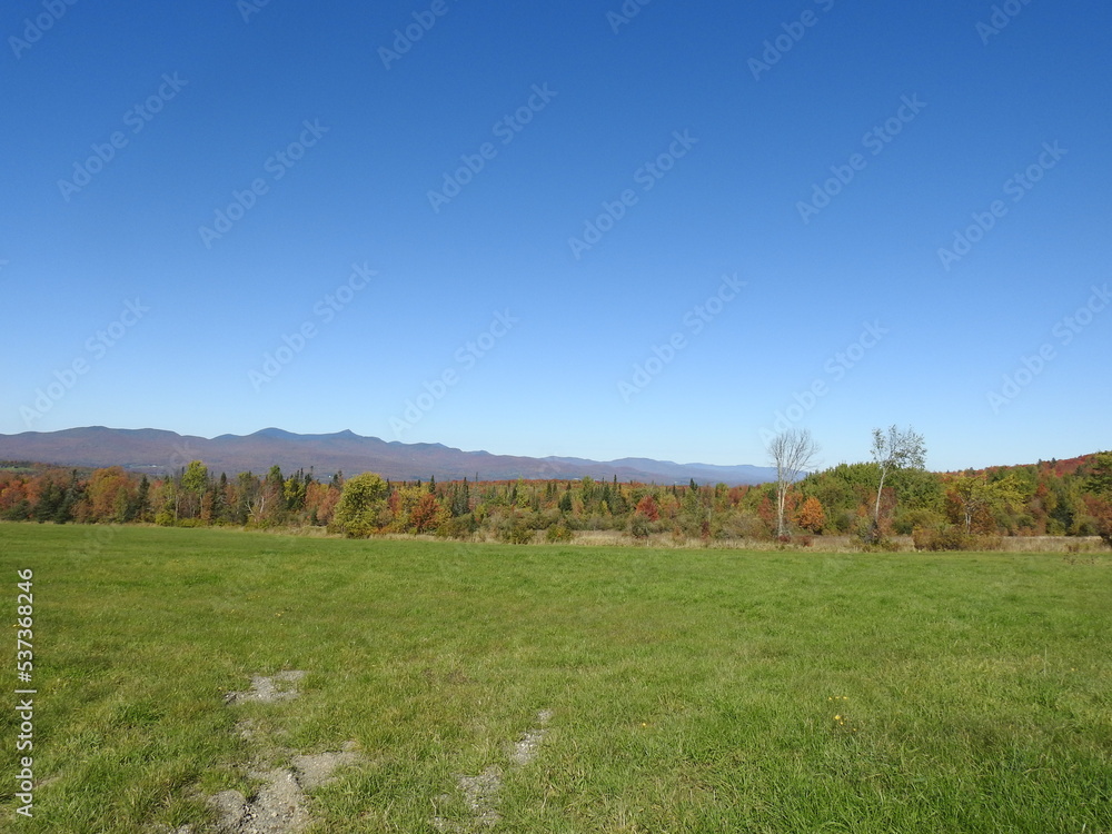 A spectacular view of the vibrant autumn foliage along state highway 58 in Vermont.