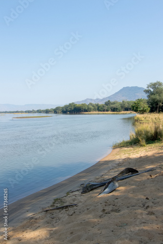 Fototapeta Naklejka Na Ścianę i Meble -  View of Lower Zambezi National Park by Zambezi River, Zambia