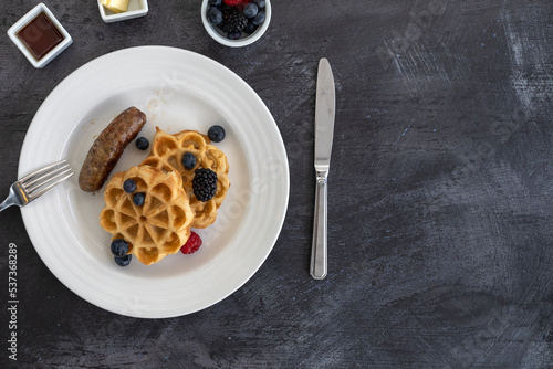 Waffles with Berries and Sa...