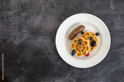 Waffles with Berries and Sa...
