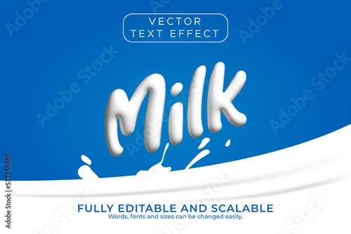 Milk text effect with blue background