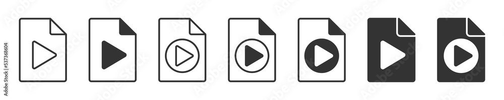 Video file document icons set. Media file icon. Vector illustration. Video file document icons set. Media file icon. Vector illustration.