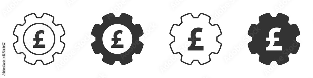 Cogweel icon with pound sterling inside. Vector illustration. Cogweel icon with pound sterling inside. Vector illustration.