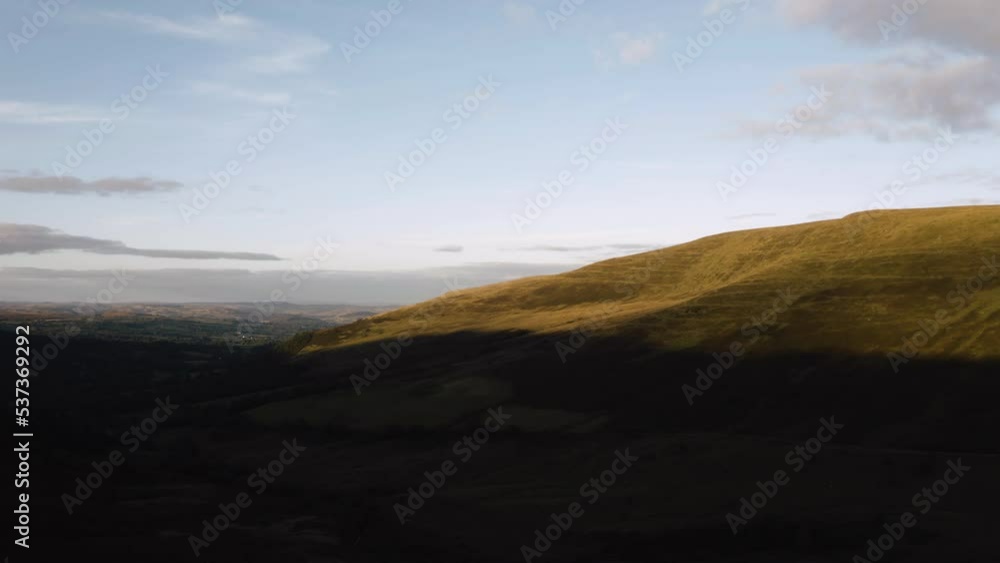 Aerial drone view of the summit of Pen-y-Fan mountain in the Brecon Beacons national park, Wales. beautiful welsh landscape in the brecon beacons. Aerial clip of rolling countryside of the Usk Valley. Aerial drone view of the summit of Pen-y-Fan mountain in the Brecon Beacons national park, Wales. beautiful welsh landscape in the brecon beacons. Aerial clip of rolling countryside of the Usk Valley.