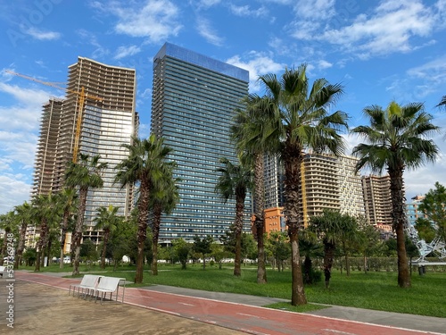 Multi-storey new buildings in Batumi.
View from the embankment to the quarters under construction in the Georgian city of Batumi.