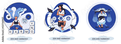 Zen and harmony metaphor, meditation practice. Balance, relaxation, mindfulness. Calm person relaxing. Yoga and spiritual practice, relax, recreation, healthy lifestyle. Japanese cult of mind and body