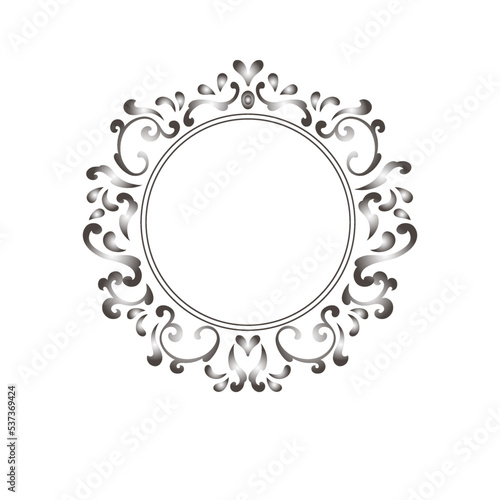 Vintage baroque frame scroll ornament engraving border floral retro pattern antique style acanthus foliage swirl decorative design element filigree calligraphy.
