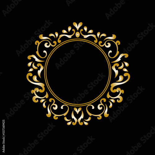 Vintage baroque frame scroll ornament engraving border floral retro pattern antique style acanthus foliage swirl decorative design element filigree calligraphy.
