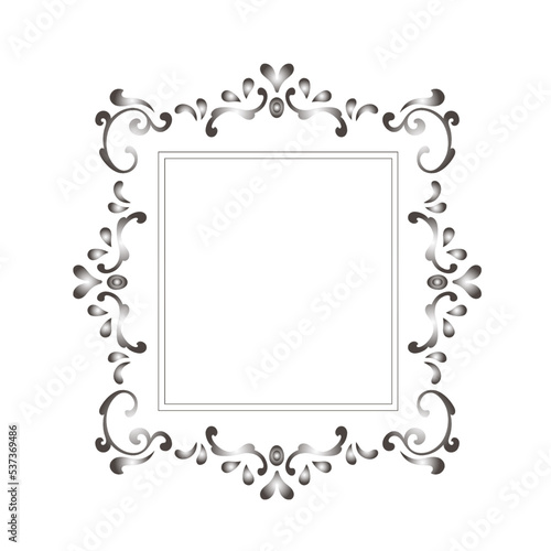 Vintage baroque frame scroll ornament engraving border floral retro pattern antique style acanthus foliage swirl decorative design element filigree calligraphy.