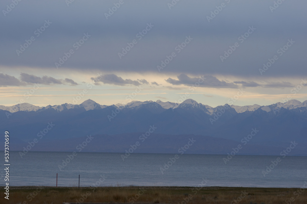Ala-too mountains behind the Ysyk-Kol lake