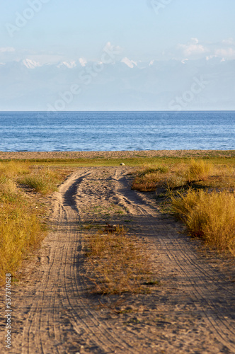 Ala-too mountains behind the Ysyk-Kol lake