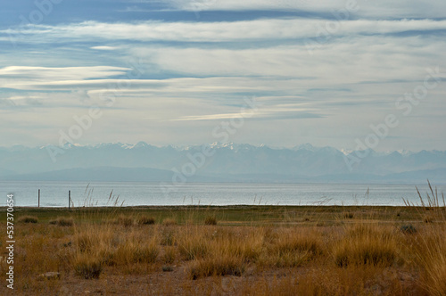 Ala-too mountains behind the Ysyk-Kol lake