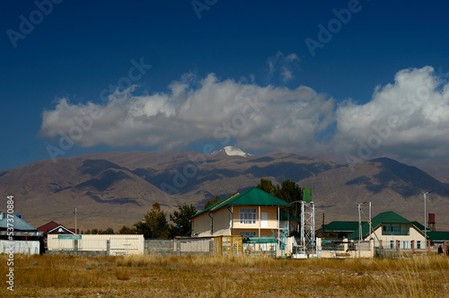 Kungoy Ala-Too or Kungey Alataw mountain view from Ysyk Kol and Tamchy village photo