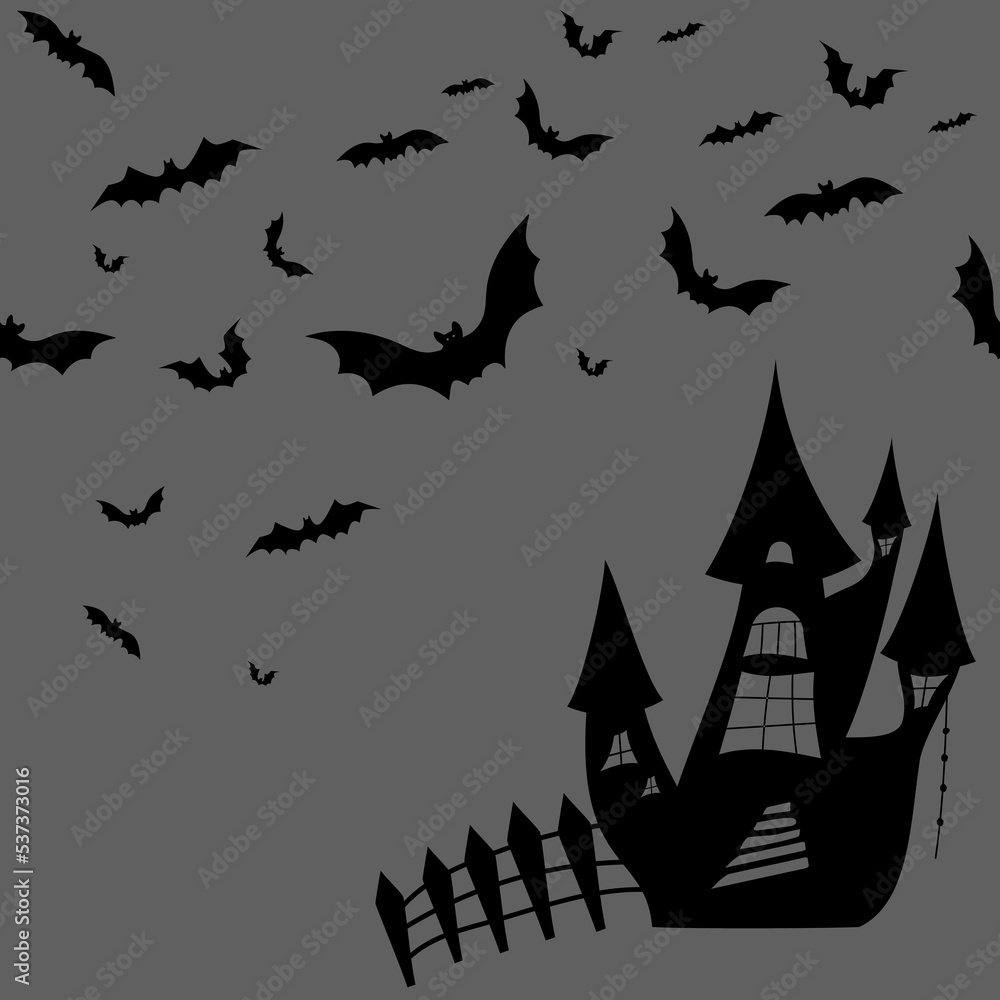 Vector. Night, bats, castle, seamless pattern. Grey, black and white scary Halloween illustration. Background hand drawn in cartoon style. Repeating wallpaper, sketch. Design of wrapping, gift paper. Vector. Night, bats, castle, seamless pattern. Grey, black and white scary Halloween illustration. Background hand drawn in cartoon style. Repeating wallpaper, sketch. Design of wrapping, gift paper.