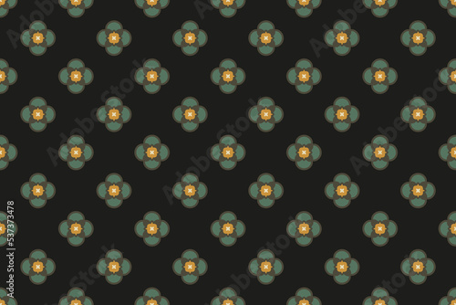 Decorative flowers seamless pattern abstract shapes geometric motif continuous floral background. Modern fabric design textile swatch all over print block.