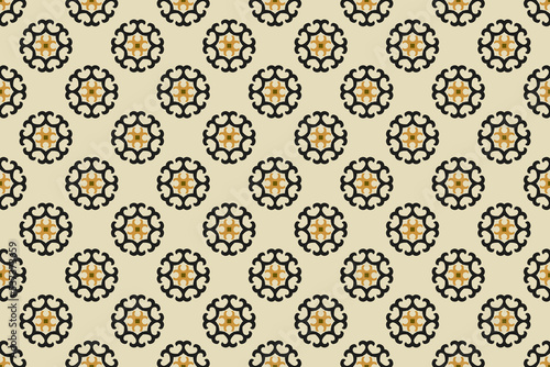 Decorative flowers seamless pattern abstract shapes geometric motif continuous floral background. Modern fabric design textile swatch all over print block.