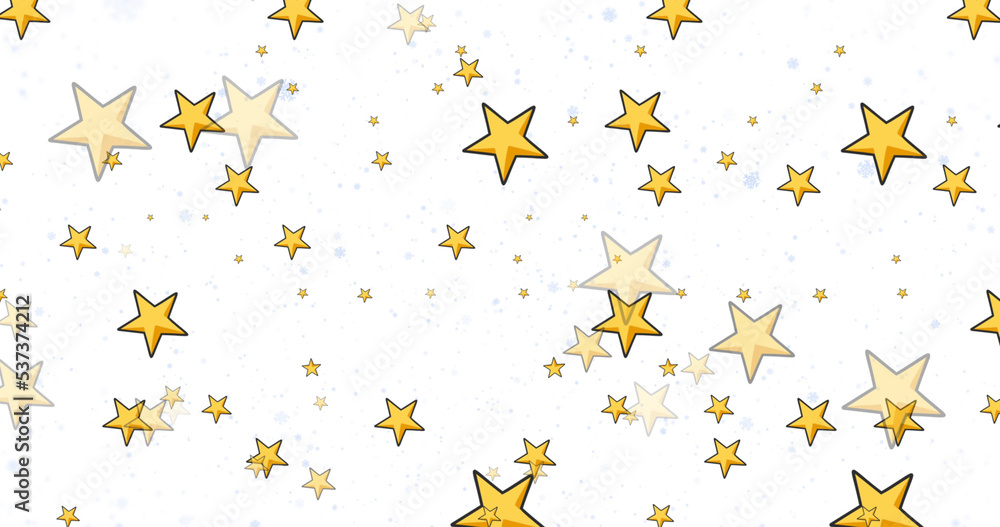 Image of stars falling over white background Image of stars falling over white background