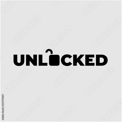 UNLOCKED logo with writing and padlock icon