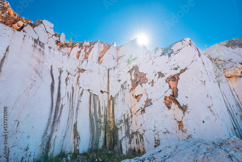 Sun Flare Over Marble Quarry Wall, Yenişehir, Bursa, Türkiye photo