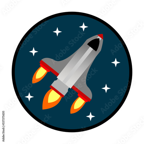 Spacecraft icon in a round frame. Space concept design