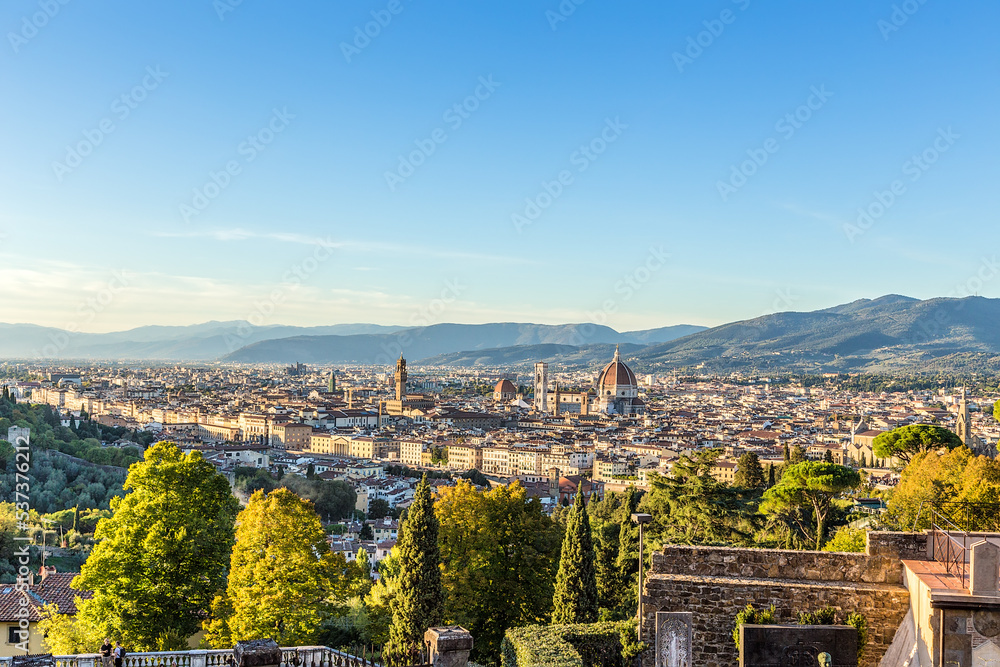 Florence, Italy. Scenic view of the city from a high point at sunset