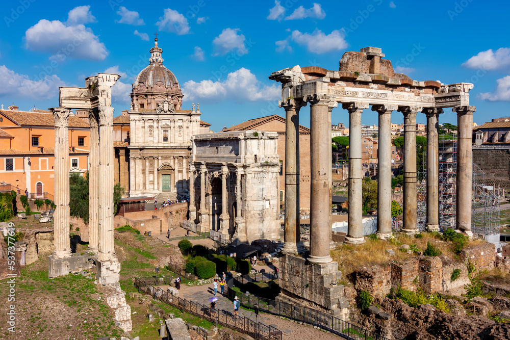Naklejka premium Ruins of Roman Forum in Rome, Italy